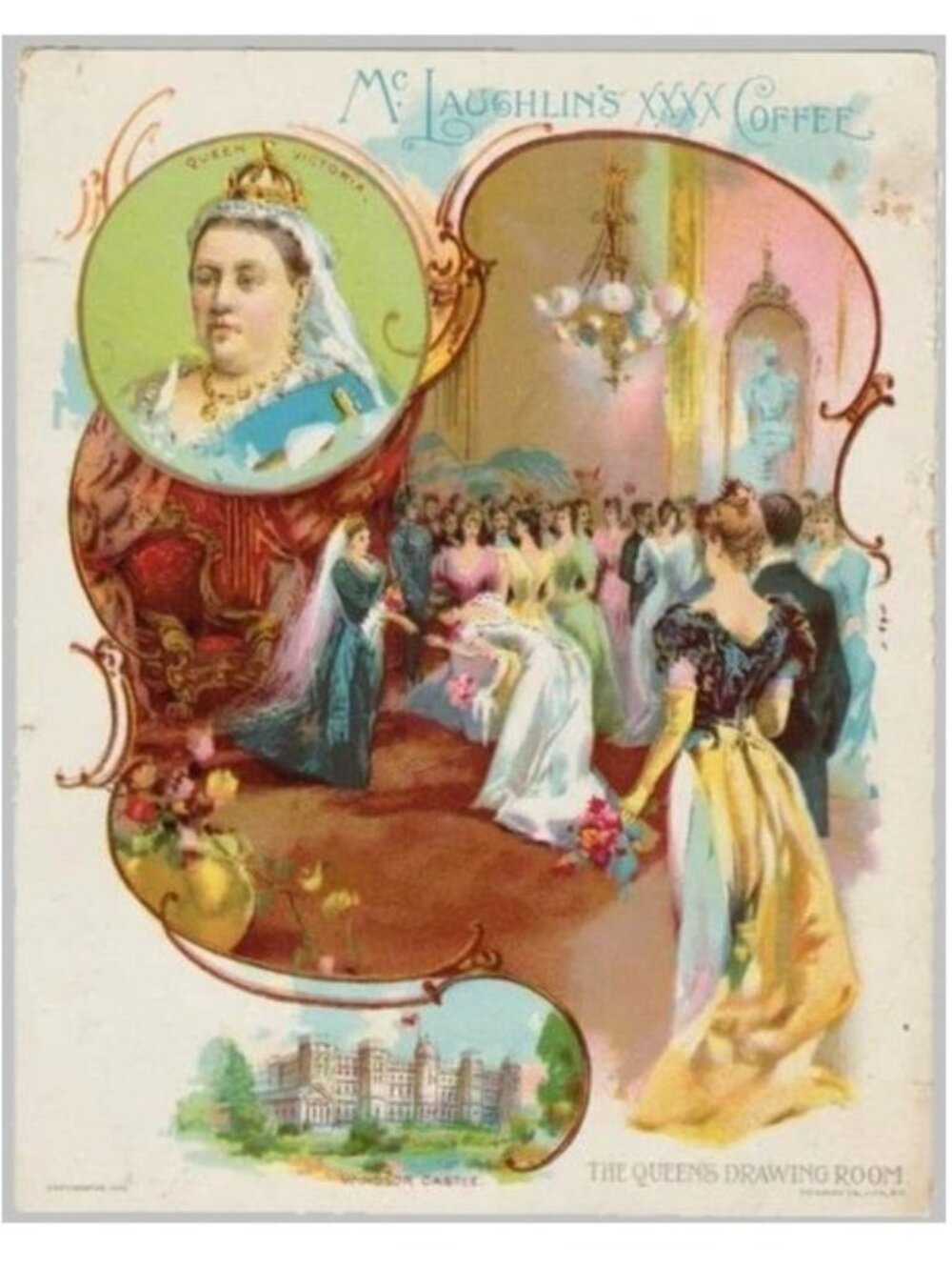 Vintage McLaughlin Coffee Trade Card The Queen's Drawing Room Queen Victoria
